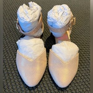 GB Girls flat dress shoes with rhinestone straps in baby pink